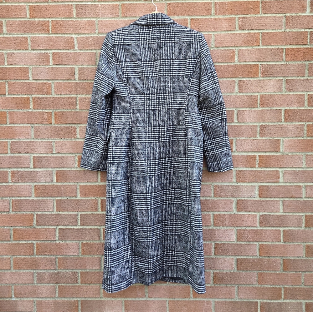 Express Plaid Houndstooth Long Winter Car Coat Size Madium Classy Feminine - Picture 4 of 9